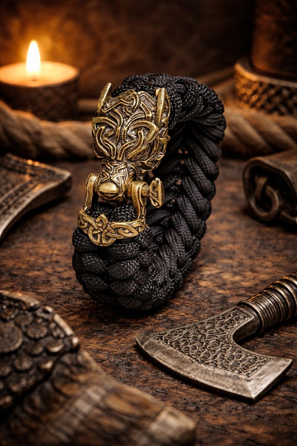 Bracelet Paracorde Tête de Loup ou Tête d'Ours Personnalisable – Image 9