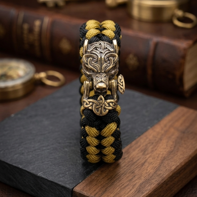 Bracelet Paracorde Tête de Loup ou Tête d'Ours Personnalisable